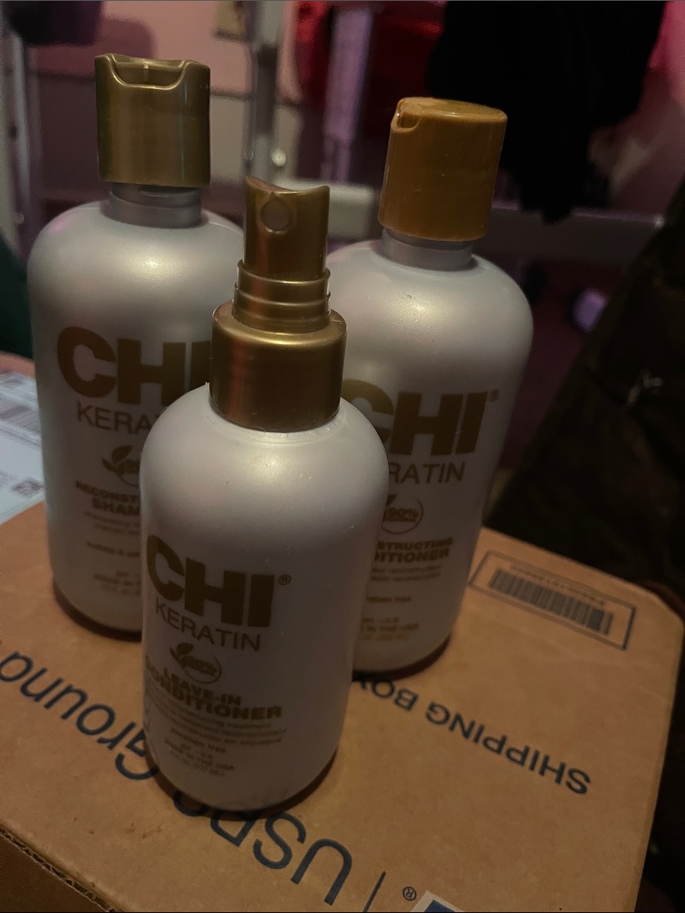 CHI Keratin Leave-In Conditioner Spray & shampoo/conditioner set